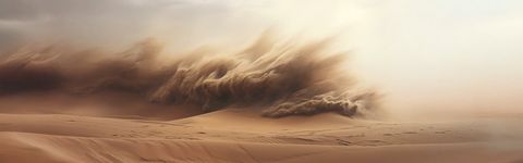 Desert dust storm scene used to illustrate how layered wind and low rumbles strengthen atmosphere in film sound design